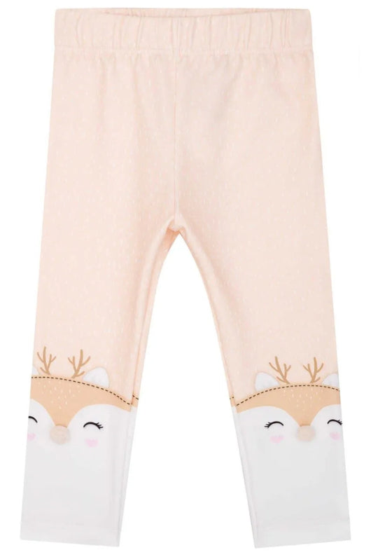 CALCA LEGGING BICHINHOS POMPOM MENINA KUKIE - CALÇA MENINA - cf-cor-creme - cf-cor-mescla