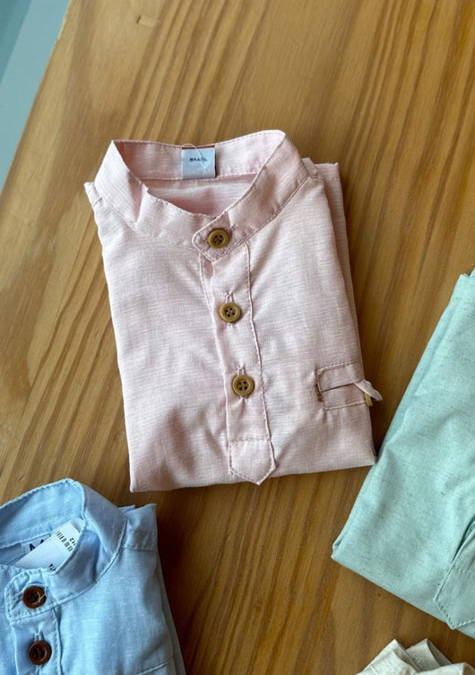 CAMISA BATA MANGA CURTA RISCAS GOLA PADRE E BOLSO MENINO LUI BAMBINI - CAMISA MENINO - MENINO -