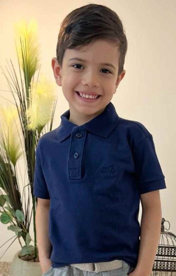 CAMISA MANGA CURTA GOLA POLO COM BORDADO MENINO LUI BAMBINI - CAMISA MENINO - cf-cor-marinho - cf-cor-verde-musgo