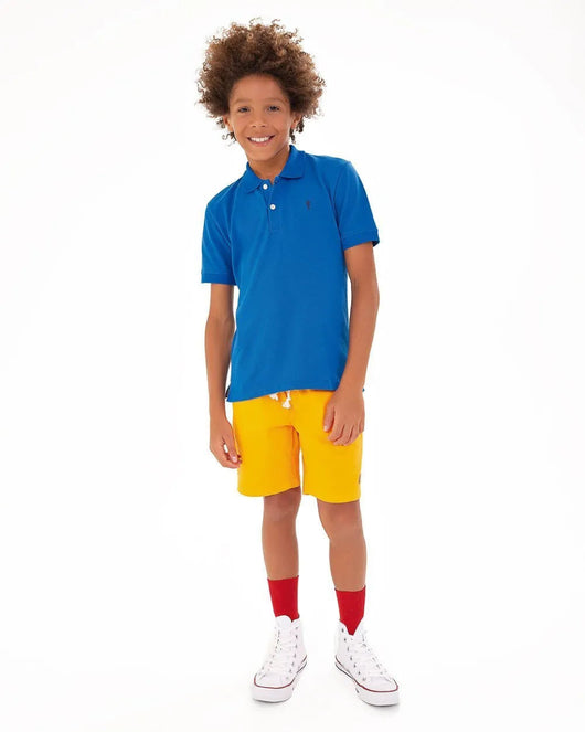 CAMISA MANGA CURTA GOLA POLO EM PIQUET COM BOTÕES MENINO ONDA MARINHA - CAMISA MENINO - cf-cor-azul-escuro - cf-cor-marinho