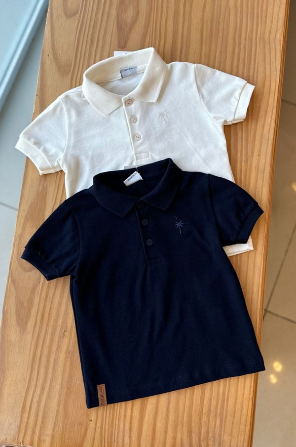 CAMISA MANGA CURTA GOLA POLO EM PIQUET COM COQUEIRO BORDADO MENINO FAKINI - CAMISA MENINO - CAMISETA MENINO - MENINO