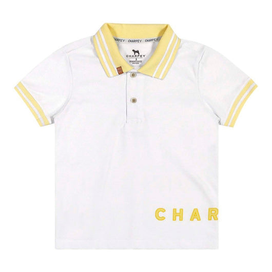 CAMISA MANGA CURTA GOLA POLO EM PIQUET LISTRAS COURO MENINO CHARPEY - CAMISA MENINO - MENINO - NATAL MENINO