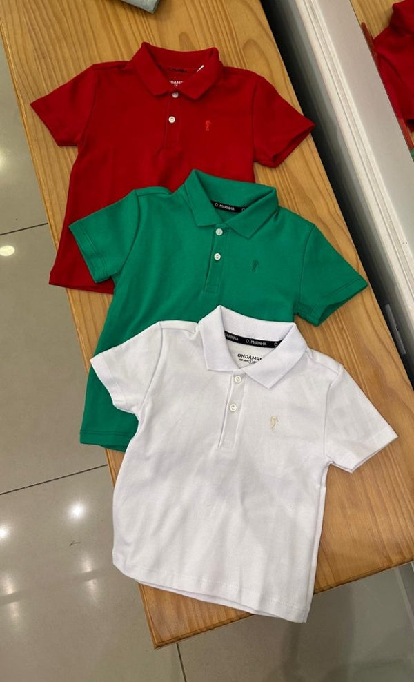 CAMISA MANGA CURTA POLO EM SUEDINE COM BORDADO E BOTÕES MENINO ONDA MARINHA - CAMISA MENINO - CAMISETA MENINO - MENINO