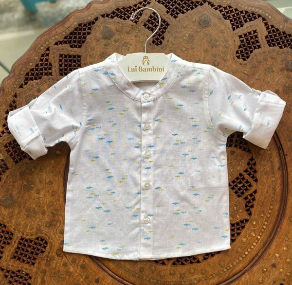 CAMISA MANGA LONGA GOLA PADRE PEIXES FUNDO DO MAR MENINO TIP TOP - CAMISA MENINO - MENINO -