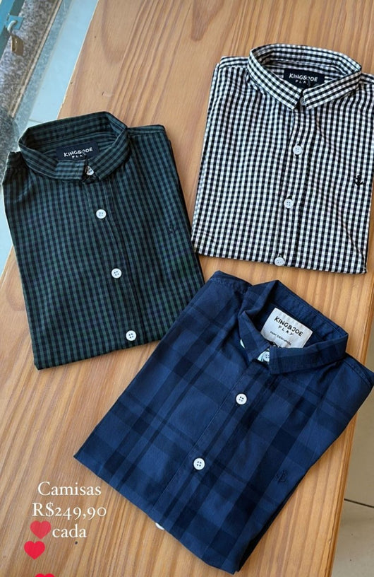 CAMISA MANGA LONGA XADREZ QUADRICULADA CASUAL PLAY SLIM MENINO KING&JOE - CAMISA MENINO - INVERNO MENINO - MANGA LONGA MENINO