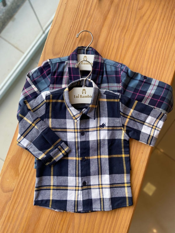 CAMISA MANGA LONGA XADREZ QUADRICULADA FLANELADA COM BORDADO MENINO POLO INFANTI - CAMISA MENINO - FESTA JUNINA MENINO - INVERNO MENINO