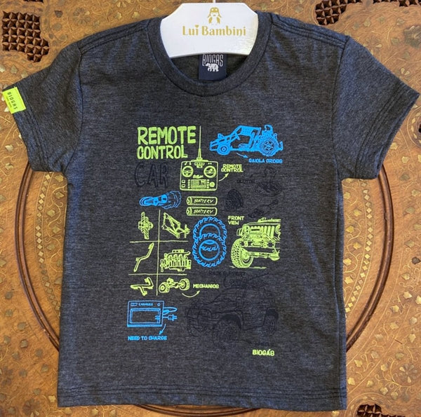 CAMISETA MANGA CURTA CARRO CONTROLE REMOTO MENINO BIOGAS - CAMISETA MENINO - cf-cor-preta - cor-preta