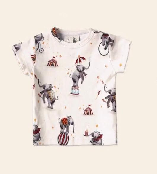 CAMISETA MC ELEFANTE CIRCO UNISEX THE MINI FOREST - BLUSA MENINA - CAMISETA MENINO - cf-cor-creme