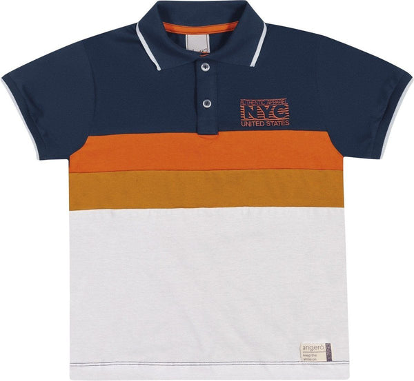 CAMISA MANGA CURTA GOLA POLO BORDADO NYC MENINO ANGERO