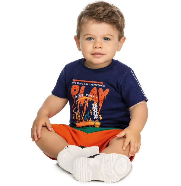 CONJUNTO CAMISETA MANGA CURTA E BERMUDA PLAY MENINO ANGERO