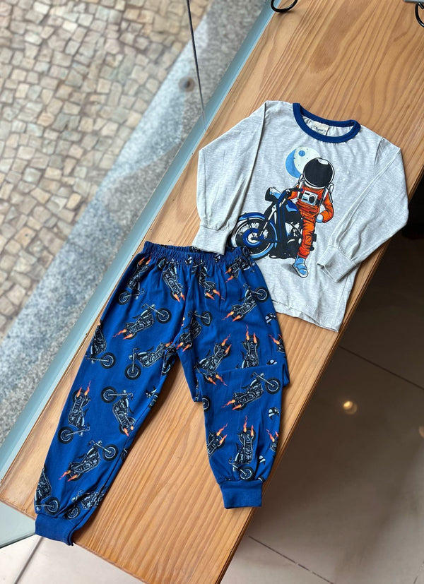 CONJUNTO PIJAMA MANGA LONGA COM CALÇA MOTONAUTA MENINO ANGERÔ