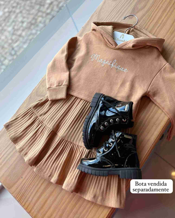 CONJUNTO VESTIDO ALÇA COM BLUSA MANGA LONGA E CAPUZ MAGNIFIQUE MENINA MILON