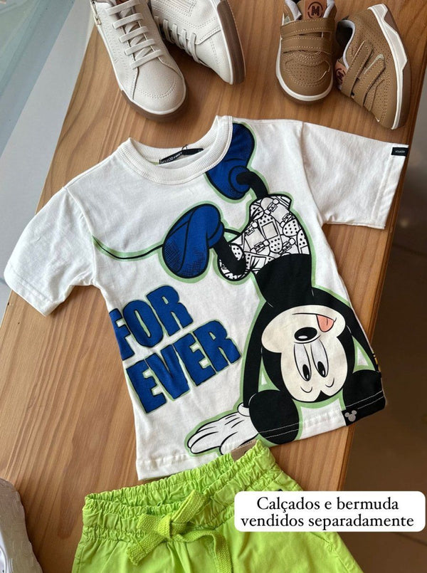 CAMISETA MANGA CURTA GOLA REDONDA MICKEY E PLUTO BEST FRIENDS MENINO YOUCCIE