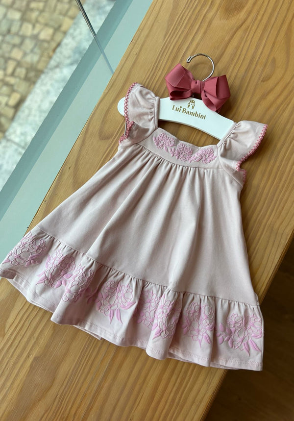 VESTIDO MANGA CURTA FLORES EM RELEVO COM RENDA MENINA MILON