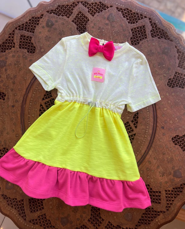 Vestido Infantil Bambollina Três Marias Morango Listras Azul